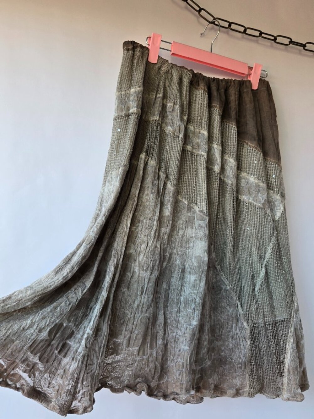 Grey Maxi Skirt Art to Wear Boho Lagenlook Autumn Whimsical